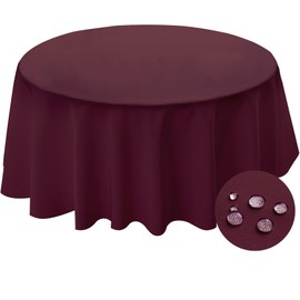 BYDOLL - Mantel redondo de 70 pulgadas de diámetro, se adapta a la parte superior de 60 pulgadas de diámetro, borgoña, lavable, resistente a las manchas y a las manchas de poliéster, para mesas