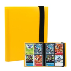 Trading Card Album, Scrapbook Cards, 4 Compartments, 20 Pages, 160 Card Capacity, Portable Scrapbook, Cards Collector Folder, Waterproof, Autograph Cards Album with Elastic Back Strap, Yellow