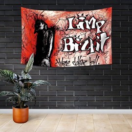 LCFhome Limps Tapestry Bizkit Band Red Banner Music Album Wall Hanging Flag?90x150cm,Vivid Color,Polyster? For Man Cave,Dorm,Gift Needs