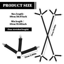 saerryor 4 Pcs Bed Sheet Clips For Bedding Adjustable Bed Sheet Straps fitted Sheet Clips Holder Bed Sheet Grippers Universal Mattress Sheet Clips Straps Keep Sheets Firm Tight in Place