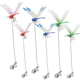 Dragonfly Clip, Pack of 6 Dragonfly Clips, 3D Garden Dragonfly Hat Clip, Dragonfly Hat Clip, Wingspan 12 cm, Dragonfly Clips, 3D Dragonfly Dummy Suitable for Garden, Balcony, Eaves, Yard Decoration
