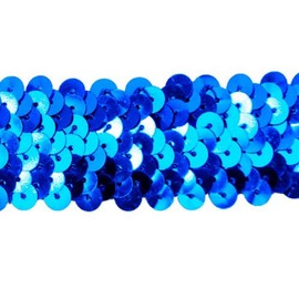 Expo International 3 Row 1 1/4" Metallic Stretch Sequin Trim, 20-Yard Cut, Royal Blue