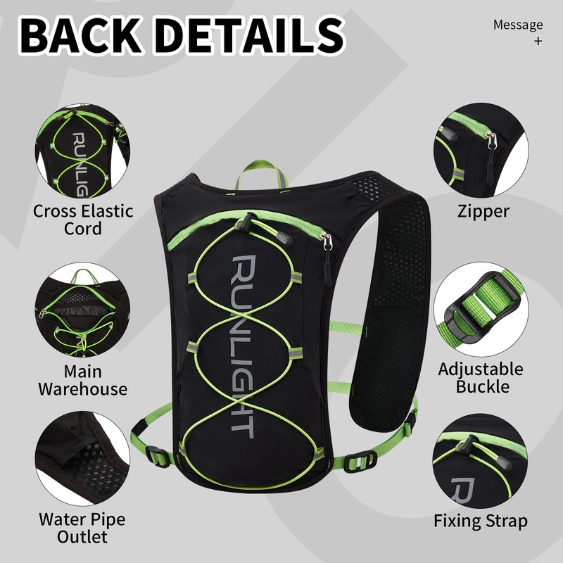 Runlight Running Hydration Vest Backpack with 1.5L Water Bladder Bag