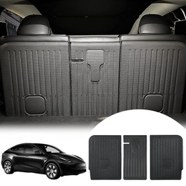 YEBOOCA Rear Seat Back Cover Backrest Protector Compatible with 2020-2024 Model Y Trunk Mat Cargo Mat Back Seat Cover Protector with Velcro All Weather Split Dog Liner Pet Mat Cargo Trunk Liner 3 PCS