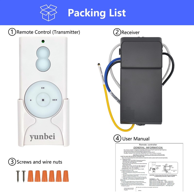 RCS213-A Universal Ceiling Fan Remote Control Kit Replacement for Hand-Held