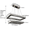 Dimmable Crystal Chandelier, Modern Rectangular 2 Ring LED Pendant Light