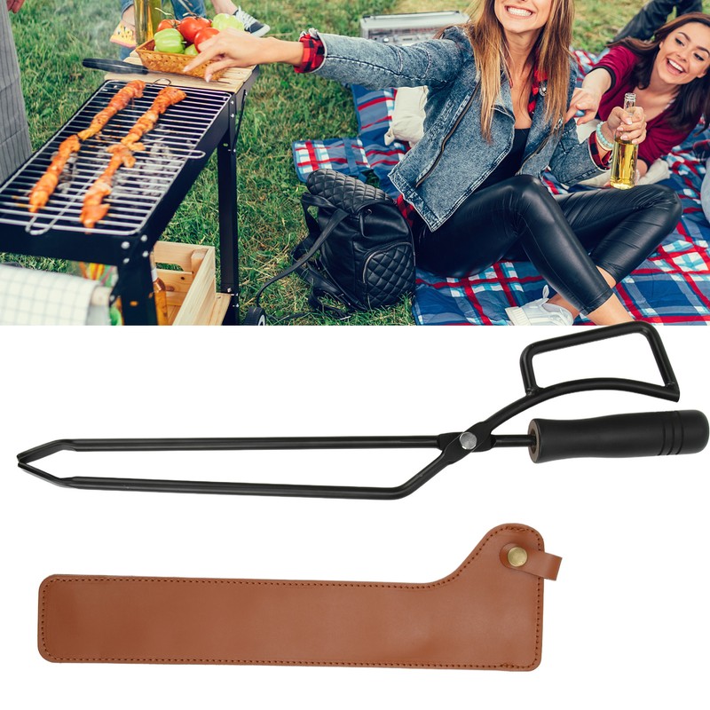 Fireplace Tongs Fire Pit Charcoal Clip Stainless Steel Grill Tongs