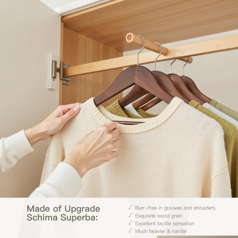 Ulimart Wooden Hangers 30 Pack,Heavy Duty Solid Wooden Clothes Hangers