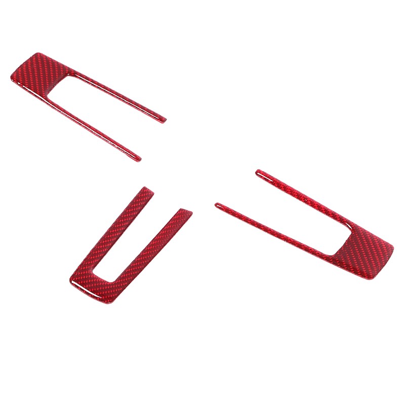 3Pcs Steering Wheel Frame Sticker Carbon Fiber Button Cover Trim