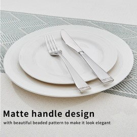 KINGSTONE Silverware Set, 60-Piece Flatware Set for 12, 18/10 Stainless Steel Cutlery Set with Bead Edge, Utensil for Kitchen, Home, Party, Wedding, Mirror Polished, Dishwasher Safe, Featured Gifts