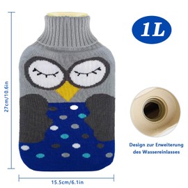 Hot Water Bottle Belt with Cuddly Soft Cover Waist Cover for Regular Pain, Shoulders and Back Waist Fatigue, Neck Pain, Bed Bottle for Children and Adults (A) (E)