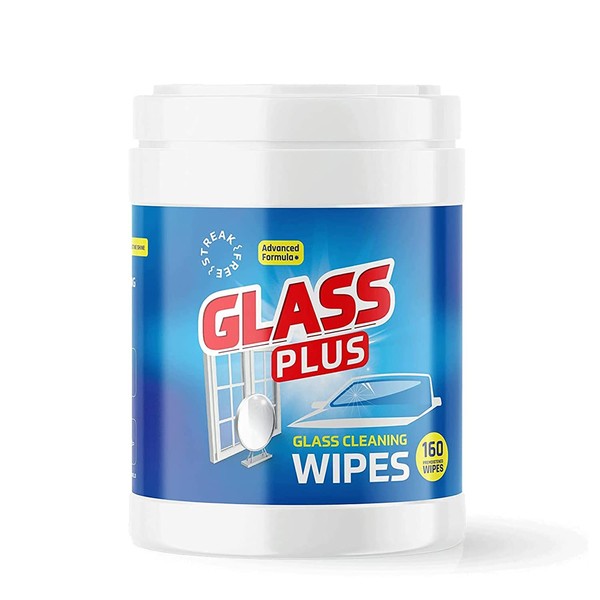 PLUS Glass Cleaner Wipes, Window Mirror Surface Cleaning Wipes, 160 Count