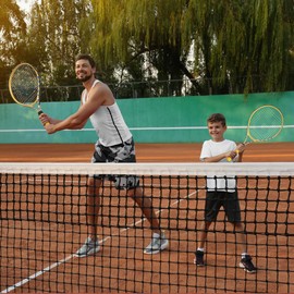 Kids Tennis Rackets 2 Pack with Tennis Trainer Rebound Balls, Size 19" & 21" Tennis Training Equipment for Parent-Child Activities, Portable Beginners Junior Youth Tennis Practice Kit for Boy Girl