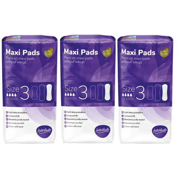Interlude Maxi Night Pads for Heavy Bladder Weakness, 36 Incontinence