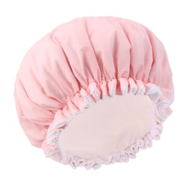 JIYIN Reusable Shower Caps for Women, Pink Terry Cloth Lined Shower Cap Double Layer Reusable Bath Cap Waterproof Elastic Band Hair Cap for All Hair Lengths for Women Spa Home Salon Use(Pink)