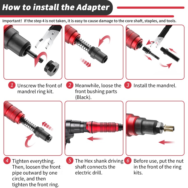 Beaspire Cordless Drill Electric Rivet Nut Drill Adapter Kit, Rivet
