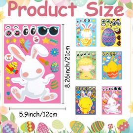 Easter Stickers, 30 Sheets Easter Basket Stuffers for Kids Toddlers, Make A Face Stickers, Easter Crafts Sticker for Kids, Make Your Own Animal Stickers Easter Gifts for Easter Activities Party Favors
