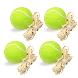 4 x Tennis Trainer Balls with Elastic Band Rebound, Single Solo One Person Practice Training Tool