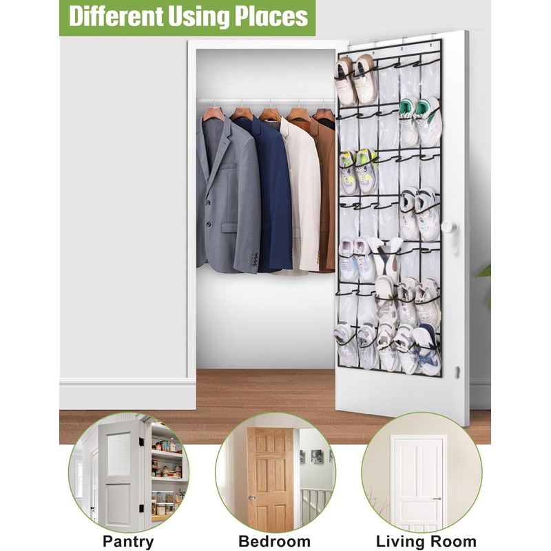 MISSLO 35 Clear Large Pockets Over The Door Shoe Organizer