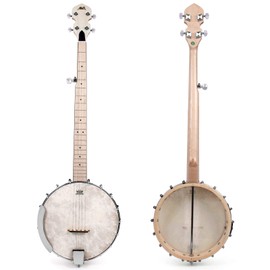 AKLOT 5 String Banjos Full Size Open Back Banjo Adjustable Maple Body Remo Head with 2 Tuning Wrench, 4 Picks, Strings, Tuner, Strap Ruler, Cleaning Cloth, Gig Bag for New Beginner Professional