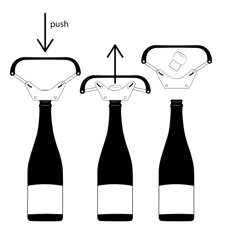 Leopold Vienna Champagne Bottle Opener Pressa, Stainless Steel Black, 3.3