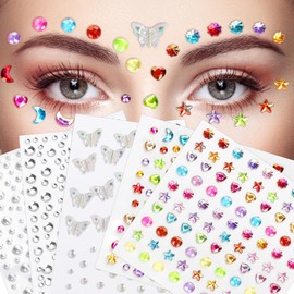 895 PCS Valentines Gem Stickers Rhinestones Pearls for Crafts, Festival Jewels Rave Accessories for Women, Glitter Small Stickers for Face Eye Hair Nail Body Makeup WUINOID