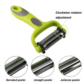 Peeler For Kitchen Multifunction Peelers 2-in-1,Julienne Peeler+Serrated Peeler,Apple Peeler Vegetable Peeler Carrot Potato Fruit Slicer Anti-slip (Green)
