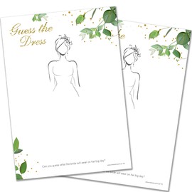 20 x Guess The Dress - Bridal Shower Hen Party Game - Botanicals Design - Includes Winner's Certificate
