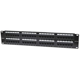Intellinet 48-Port Cat-6 Network Patch Panel Rack-Mount – Installer Grade 3mm 50 Micro-inch Gold Plated Jack Contacts - Black, 560283