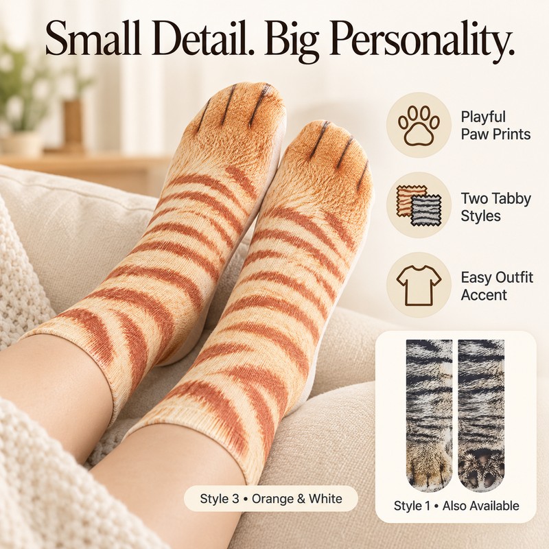 Animal Paw Socks for Playful Everyday Wear – Realistic Cat