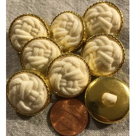 Unbranded 8 Shiny Gold Tone PLASTIC Cream Knot Look Center Shank Buttons 7/8" 23MM # 3628