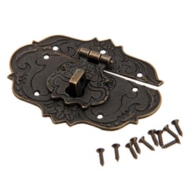 dophee Vintage Style Embossing Decorative Locking Hasp Latch Clasp with Screws for Jewelry Box Wooden Case Treasure Chest Wedding Card Box, 76x57mm/3 x2.24