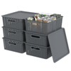 6-Pack Plastic Storage Baskets with Lid, Organizer Bins, Gray