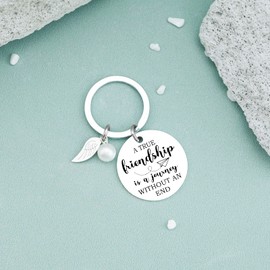 Best Friend Keychain Gifts for Women BFF Birthday Gift Long Distance Friendship Keychain Keepsake for Boys Girls Funny Key Chains for Female Male Friends Chirstmas New Year Graduation Presents