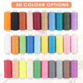 MeoZynxadril 30 Piece Sewing Thread Set, Sewing Thread, 250 Yard Sewing Machine, Sewing Machine Yarn, with 16 Needles and 2 Needle Threaders, All-Sewing Thread, Sewing Thread for Crafts, Sewing,