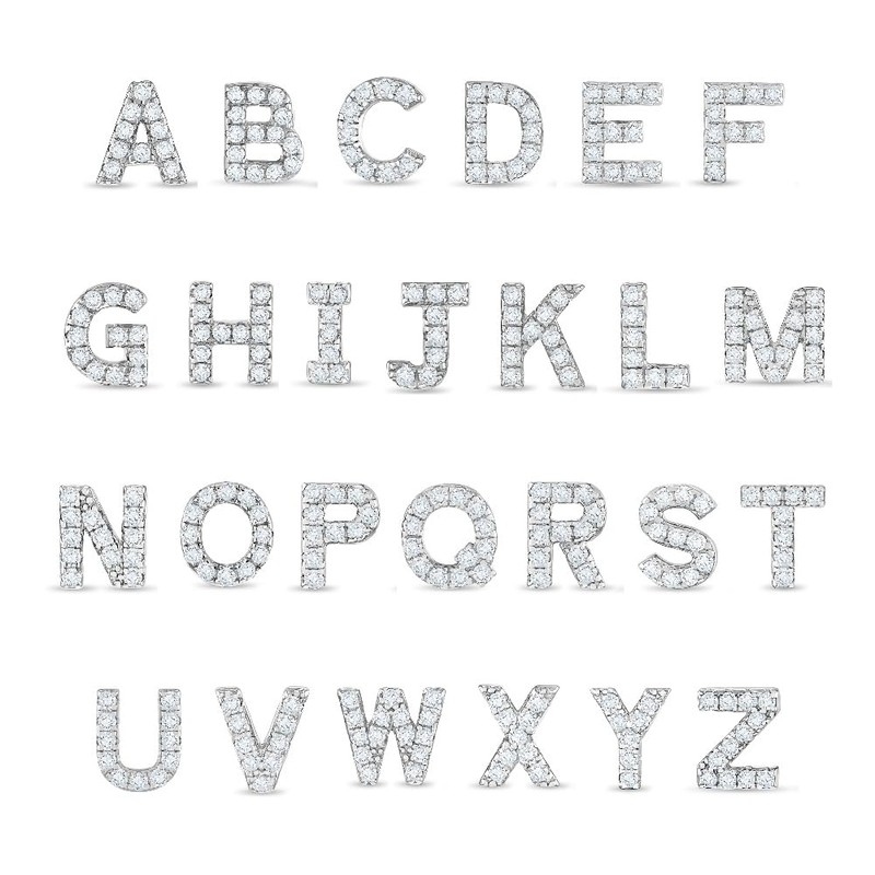 925 Sterling Silver Clear Cubic Zirconia Initial Alphabet Letter Screw