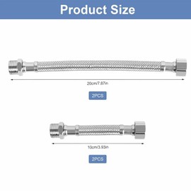 4 x 3/8" Stainless Steel Flexible Connecting Hose Pipe Kink Resistant with Sealing Ring