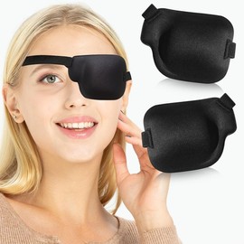 NJCXOLA Pack of 2 Single Eye Patch, Three-Dimensional, Elastic, Adjustable Eye Mask for Adults, Left x 1 Right x 1