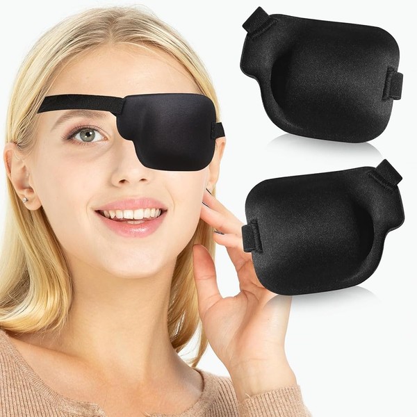NJCXOLA Pack of 2 Single Eye Patch, Three-Dimensional, Elastic, Adjustable