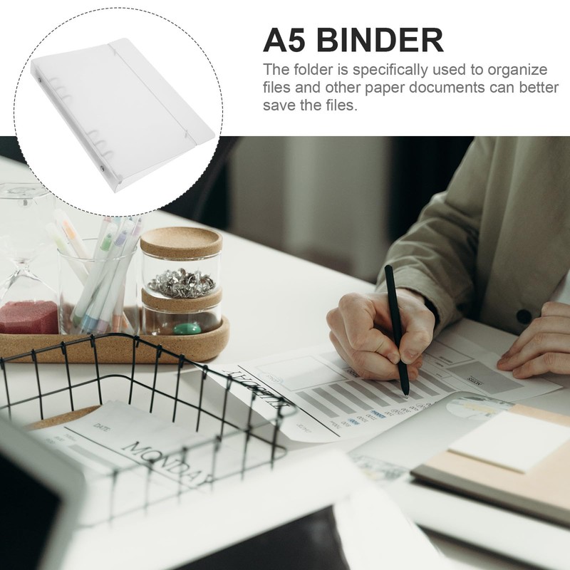 FOMIYES PP Frosted Translucent A5-6 Ring Binder Set of 2