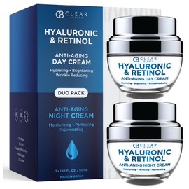 Clear Beauty Set Hidratante Coreano Hialurónico Y Retinol DíaNoche - Tratamiento Hidratante E Hidratante De Líneas Finas Y Arrugas - Sin Crueldad -...