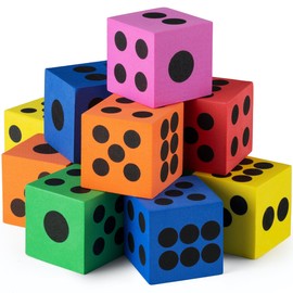 Foam Dice Set - Bulk Pack of 12, 1.5 Inch Large Assorted Colorful Foam Dice Cubes with Number Dots, Use for Kids, Classrooms, Math Games, Building Toys, Party Supplies by Bedwina