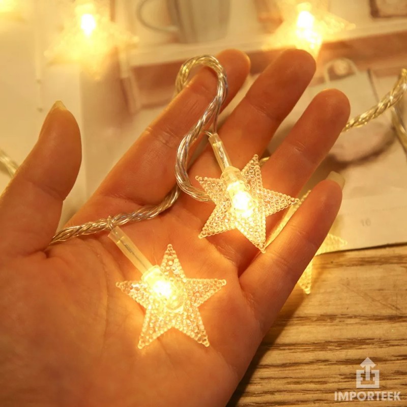 Importeek 5pz Mini Serie Cortina Luces Led Decorativa Estrellas 2m