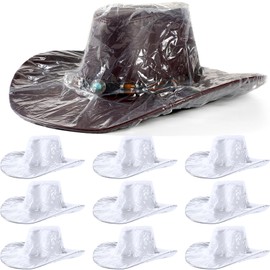 Funtery XXL Cowboy Hat Cover Cowboy Hat Rain Covers Plastic Hat Covers Cowboy Hat Protectors Keep from Rain Snow Dust Pack of 10, transparent