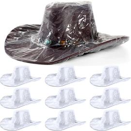 Funtery XXL Cowboy Hat Cover Cowboy Hat Rain Covers Plastic Hat Covers Cowboy Hat Protectors Keep from Rain Snow Dust Pack of 10, transparent