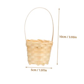 TEHAUX 10Pcs Mini Flower Basket Handle Flower Basket Mini Portable Flower Basket Decorative Basket Tiny Basket Picnic Rustic Furniture Hand-held Basket Candy Micro Scene Small
