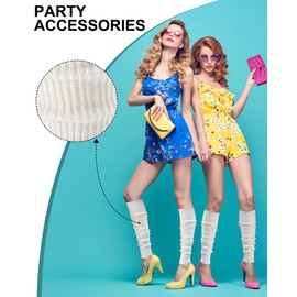 Loiyadn Leg Warmers - Leg Warmers for Women/Girls, Fashion Knit Neon Leg Warmers for Women 80s Sports Party Yoga Accessories, White