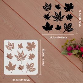 FINGERINSPIRE Maple Leaves Stencils 11.8x11.8inch Autumn Leaves Stencil Plastic Leaf Pattern Stencil Reusable Fall Leaf Stencils for Painting on Wood, Floor, Wall DIY Farmhouse Home Decor
