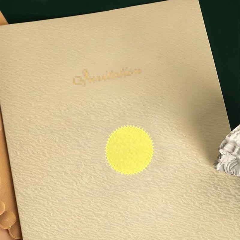 100Pcs 2Inch Round Gold Foil Blank Embossing Serrated Edge Certificate