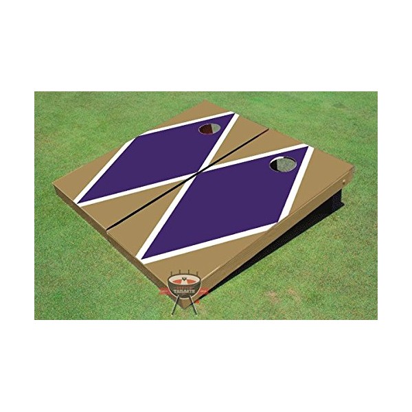 All American Tailgate Purple and Gold Matching Diamond Corn Hole Boards Cornhole Game Set
